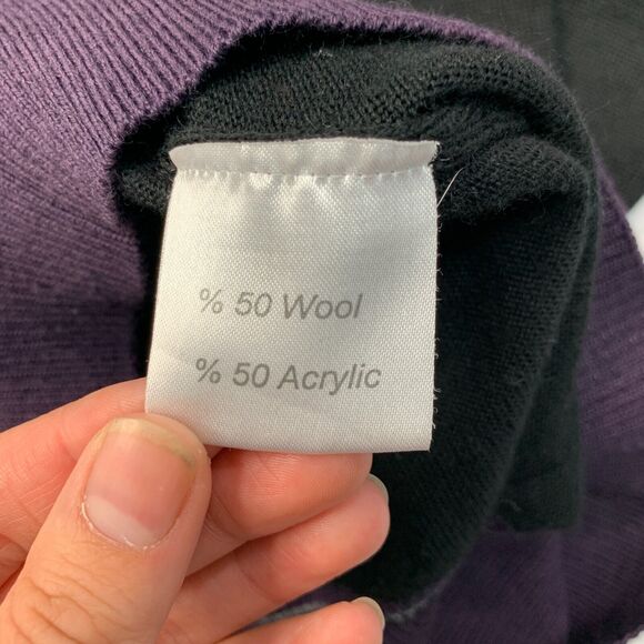 Clotherie Phoenix Wool Sweater Mens L Large Black/Purple V Neck Italian Merino - Picture 9 of 11